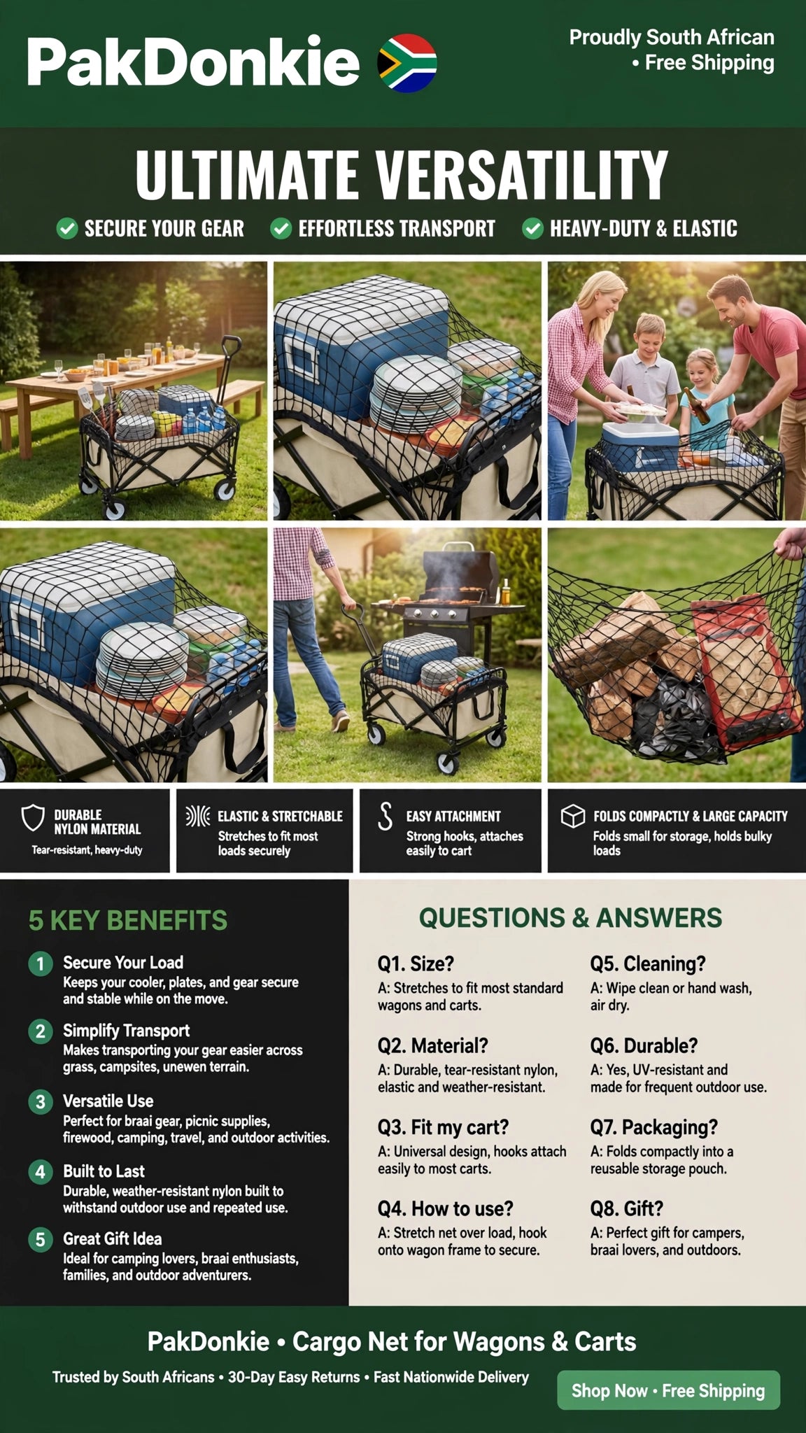 PAKDONKIE Foldable Nylon Cargo Net