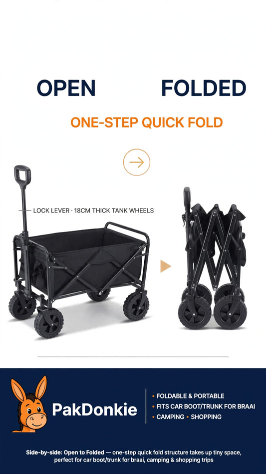 PAKDONKIE 150 L Foldable Utility Wagon, 70 kg