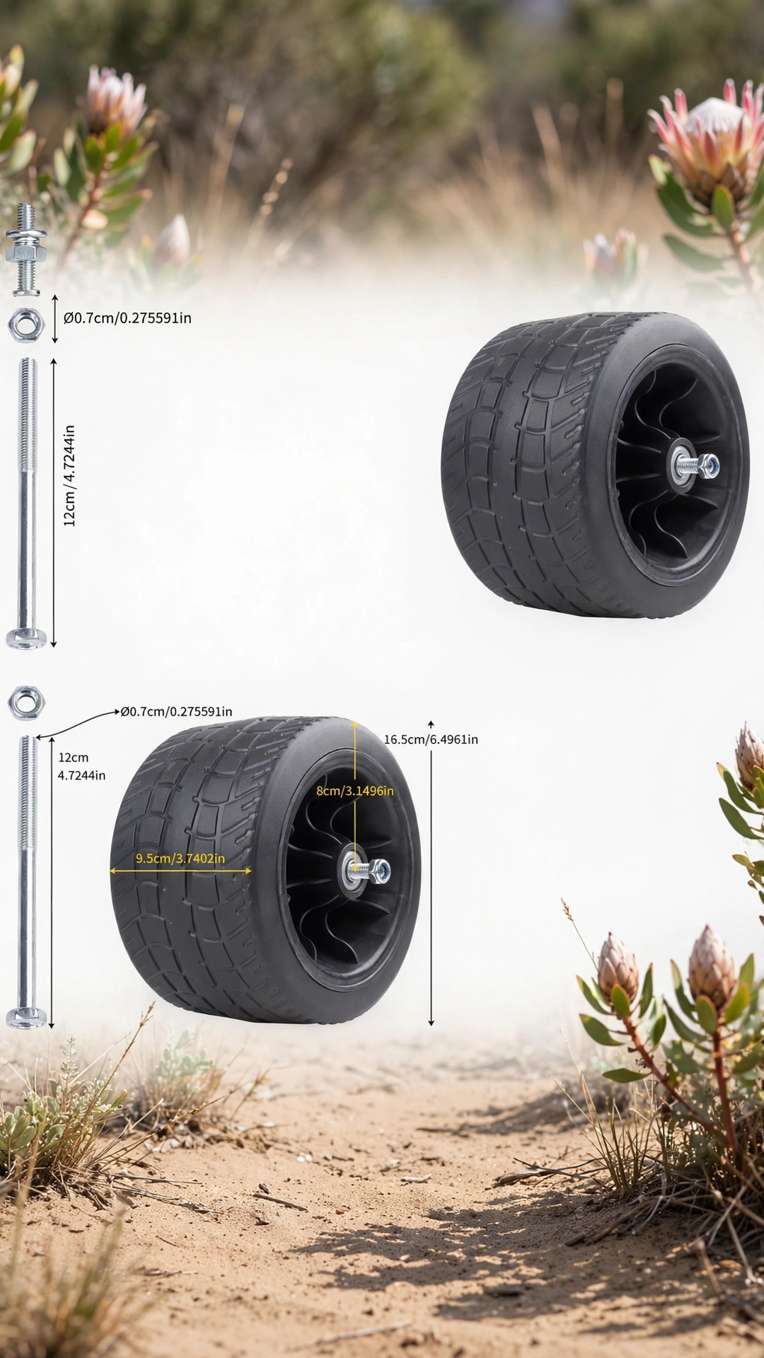 Solid Plastic Replacement Wheels for Wagons & Hand Carts