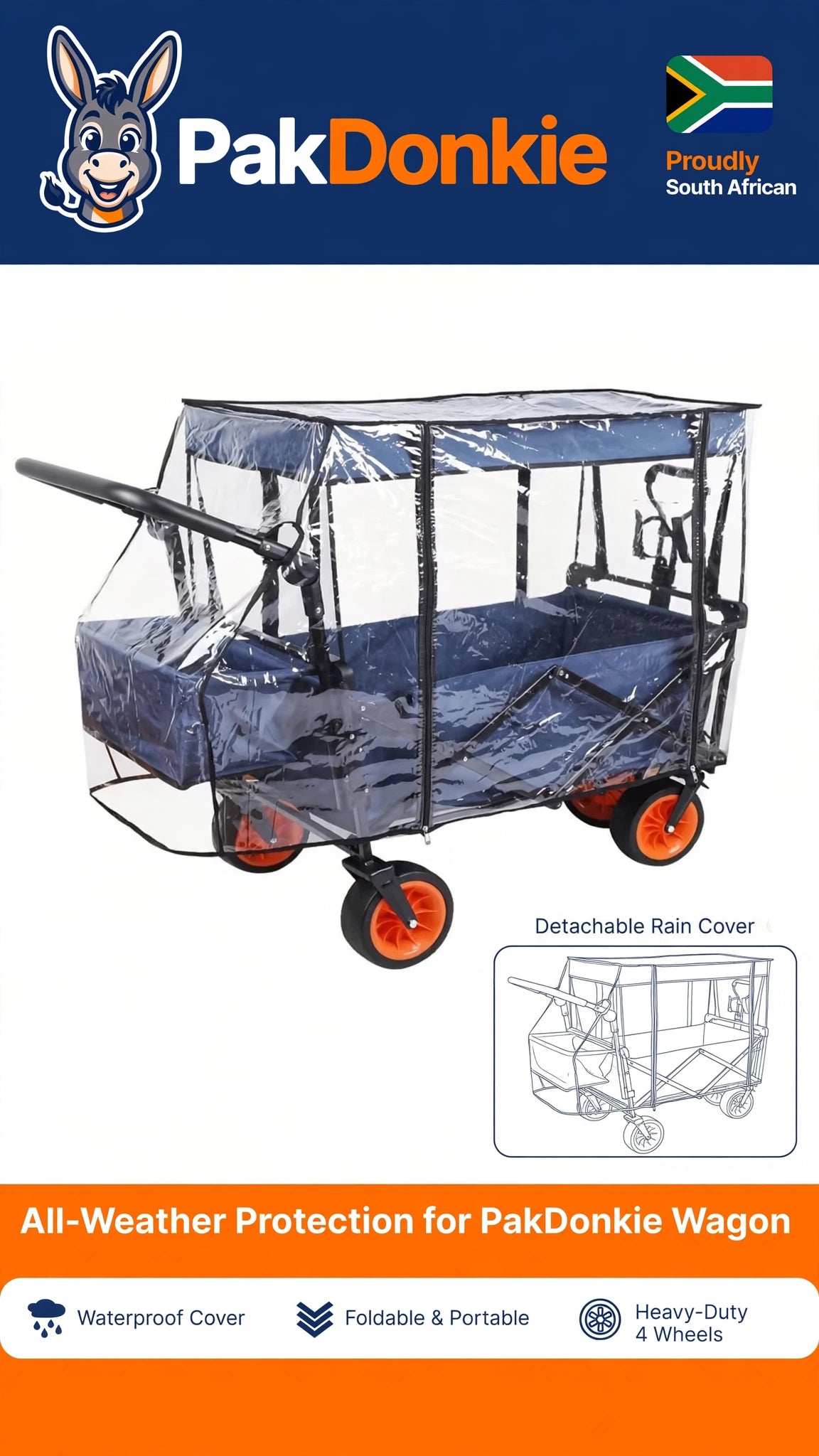 PAKDONKIE Transparent Black EVA Wagon Rain Cover