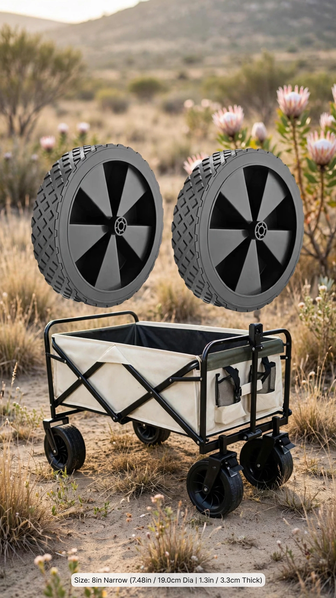 Narrow Wagon Replacement Wheels, Set of 2, 19 cm