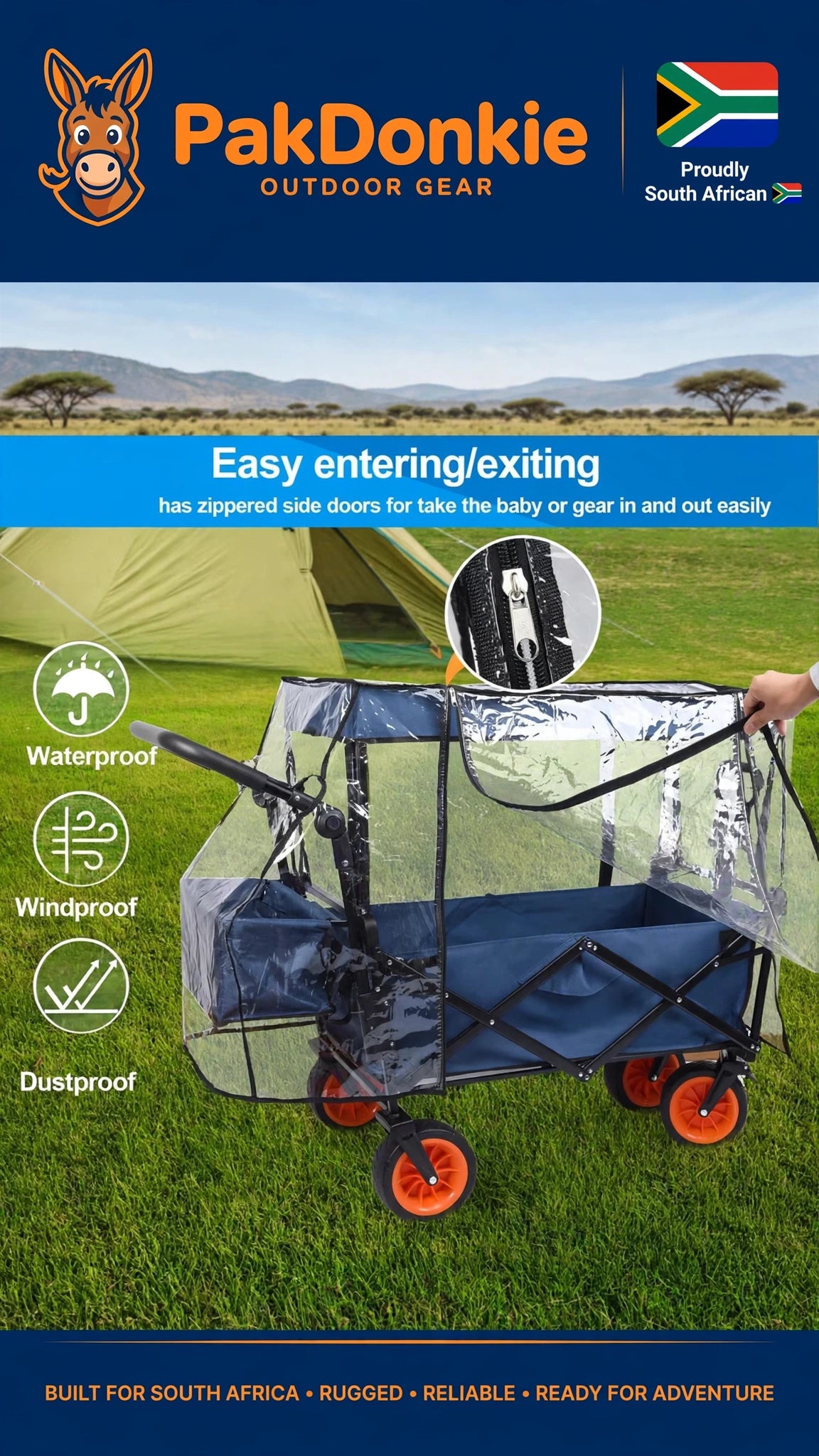 PAKDONKIE Transparent Black EVA Wagon Rain Cover