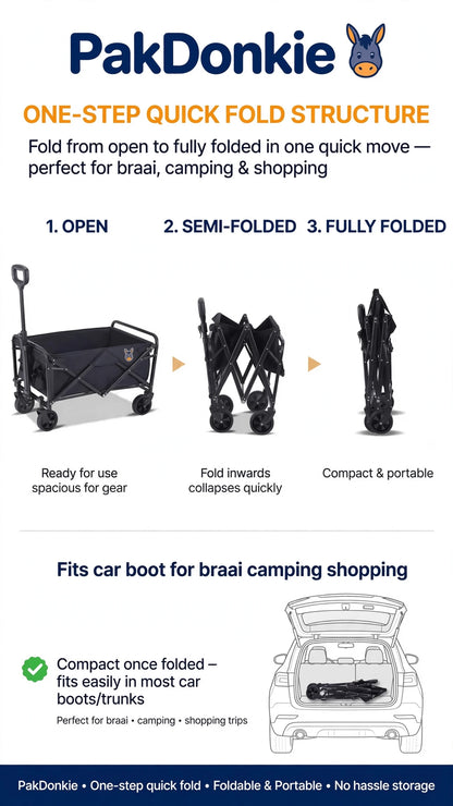 PAKDONKIE Black 150 L Folding Beach Trolley, 120 kg