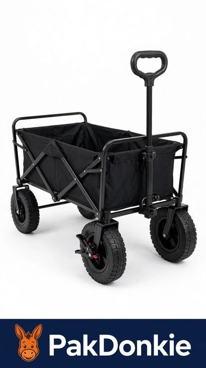 PAKDONKIE Black 150 L Folding Beach Trolley, 120 kg