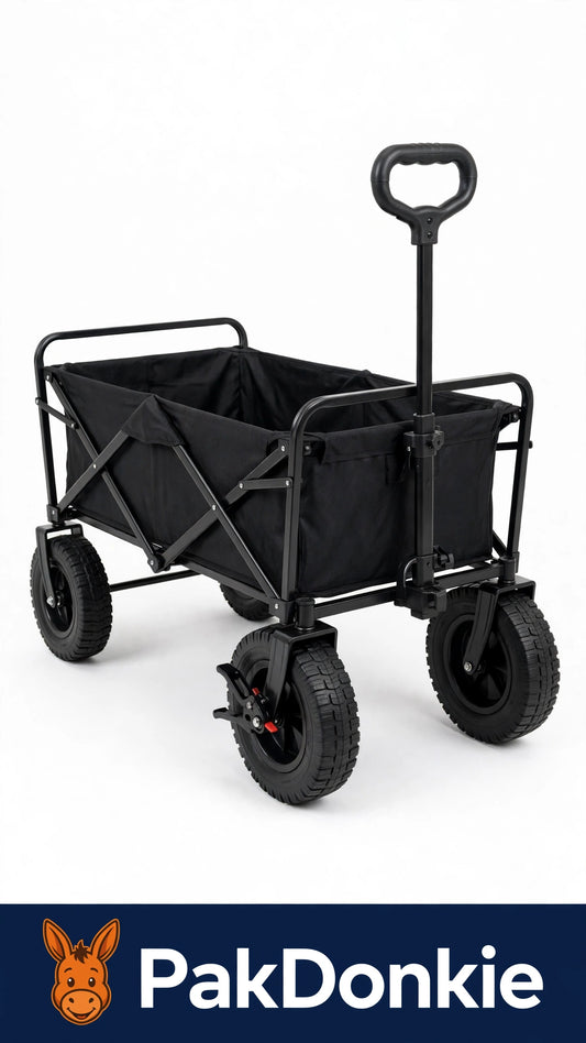 PAKDONKIE Black 150 L Folding Beach Trolley, 120 kg