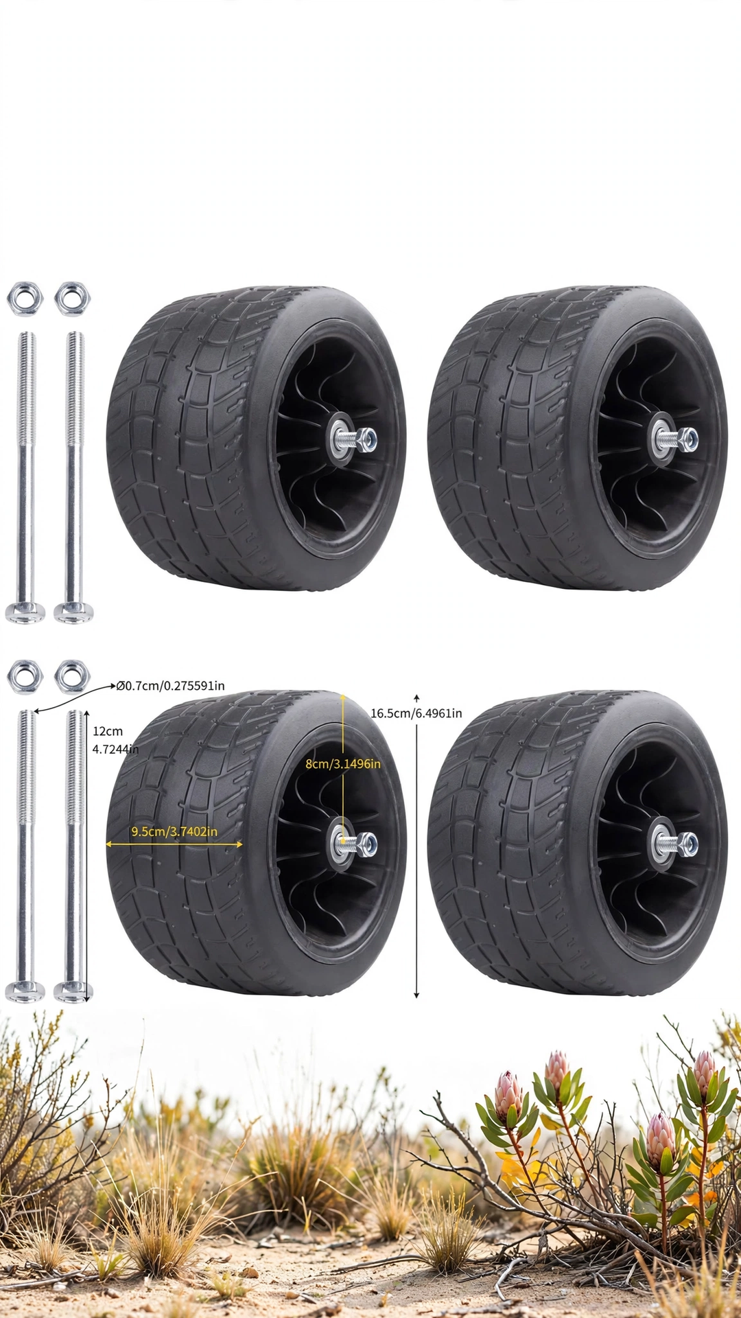Solid Plastic Replacement Wheels for Wagons & Hand Carts