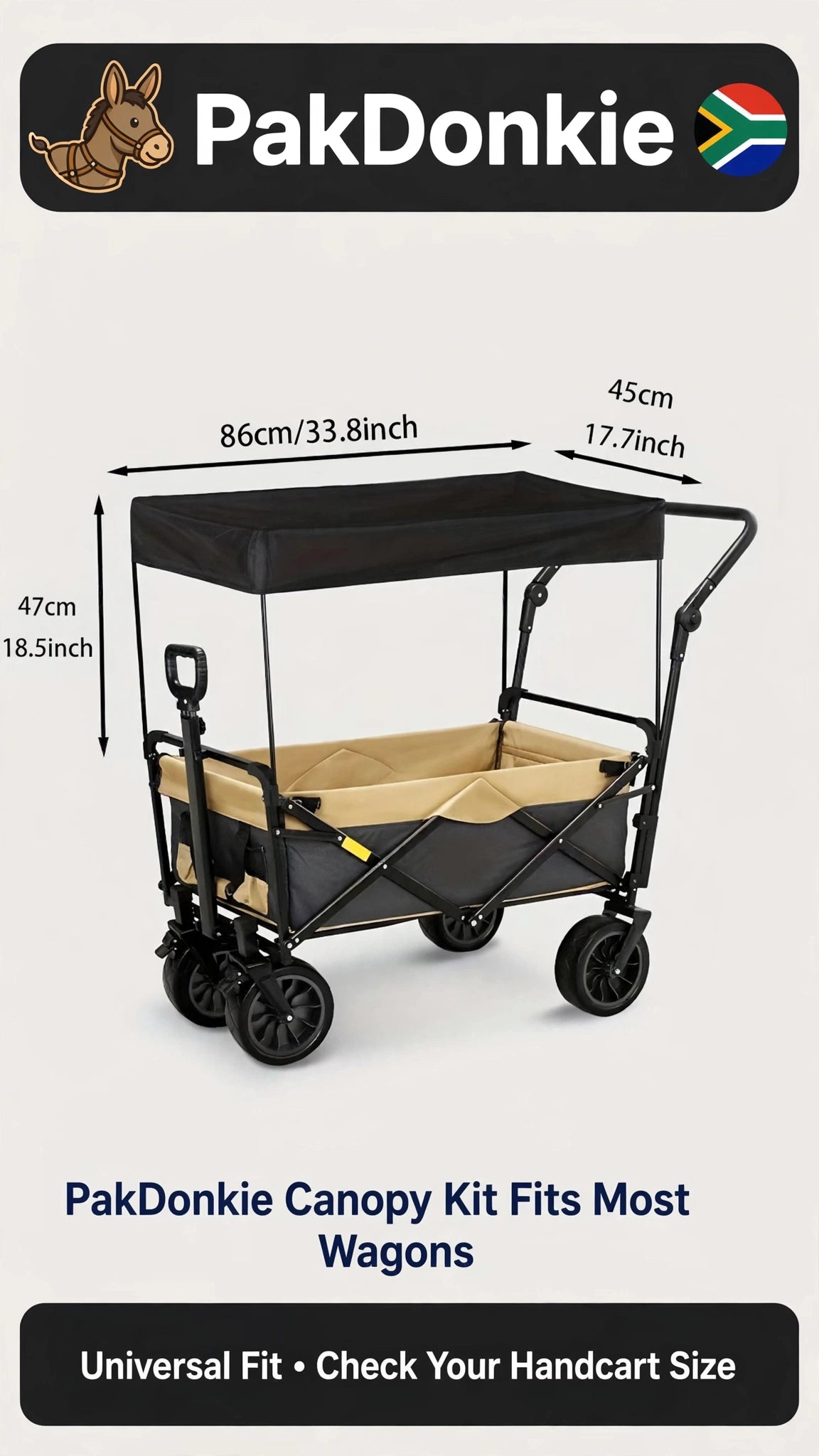 PAKDONKIE Black Removable Cart Canopy with Rods